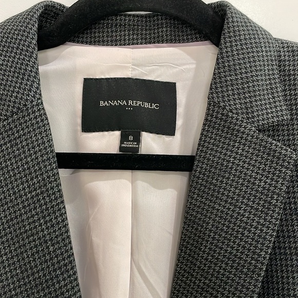 Banana Republic Gray Tailored Fit Single Button Blazer Women's 8 Houndstooth - Picture 3 of 14